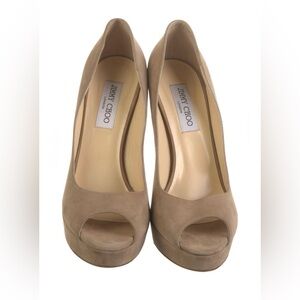 Jimmy Choo Neutral Peep Toe Heels